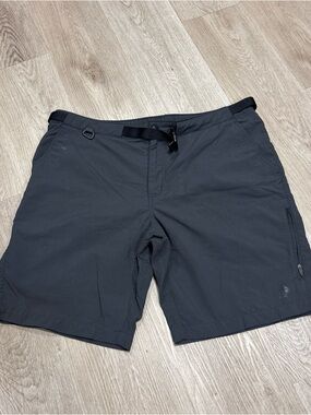 Vintage 90s Nike ACG Mens 38 Gray Cargo Hiking Casual Utility Shorts Belted